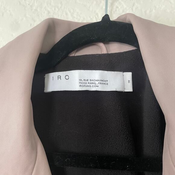 IRO Newhan Han Leather Moto Biker Jacket Dusty Old Pink sz 38 - Picture 10 of 15